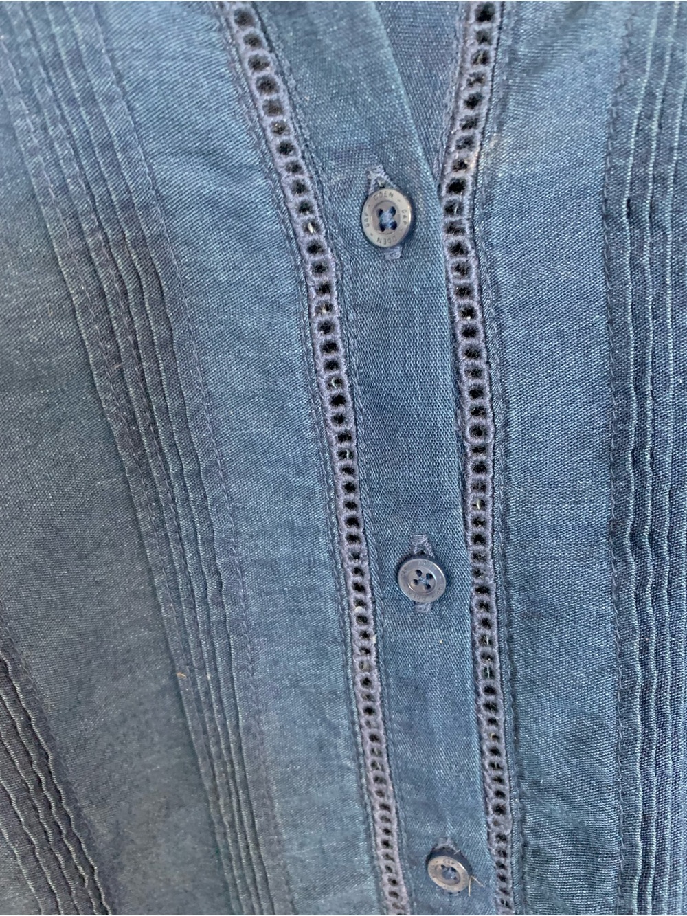 GAP Doen Dark Blue Eyelet Button-Up Blouse - Picture 7 of 7